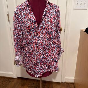 Frank & Eileen Red and Blue Floral Shirt